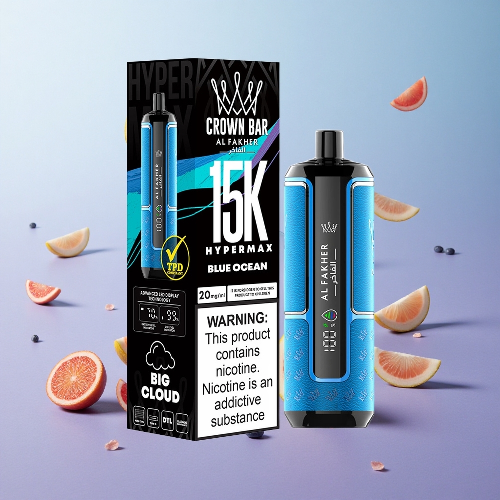 Azul Océano Al Fakher Crown Bar 15K Hypermax Barra Desechable con Capacidad de 22ml Chile wholesale