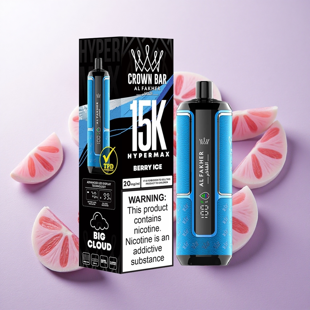 Baya Helada Al Fakher Crown Bar 15K Hypermax Desechable con hasta 15000 Puffs Chile wholesale