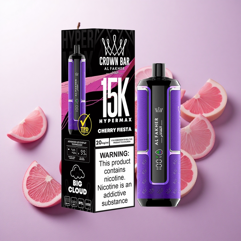 Cereza Fiesta Al Fakher Crown Bar 15K Hypermax Kit de Vapeo Desechable Hasta 15000 Puffs Chile wholesale