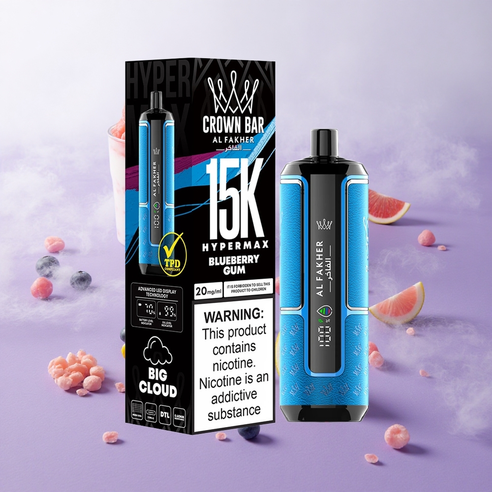 Chicle de Arándano Al Fakher Crown Bar 15K Hypermax Desechable con Capacidad de 15000 Puffs Chile wholesale