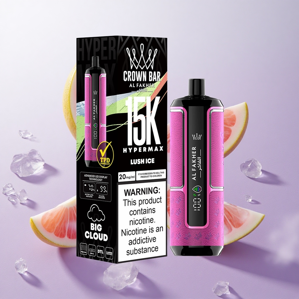 Combinación de Hielo Lucho Al Fakher Crown Bar 15000 Puffs Hypermax Desechable con Puerto Tipo-C Chile wholesale