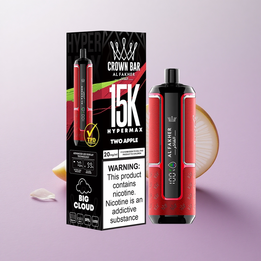 Dos Manzanas Al Fakher Crown Bar 15K Hypermax Kit de Vapeo Desechable hasta 15000 Puffs Chile wholesale