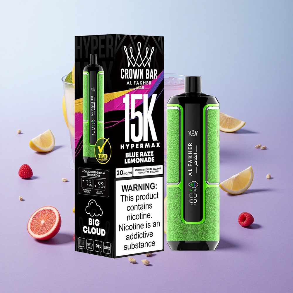 Frambuesa Azul Limonada Al Fakher Crown Bar 15K Hypermax Vape Desechable Hasta 15000 Puffs Chile wholesale
