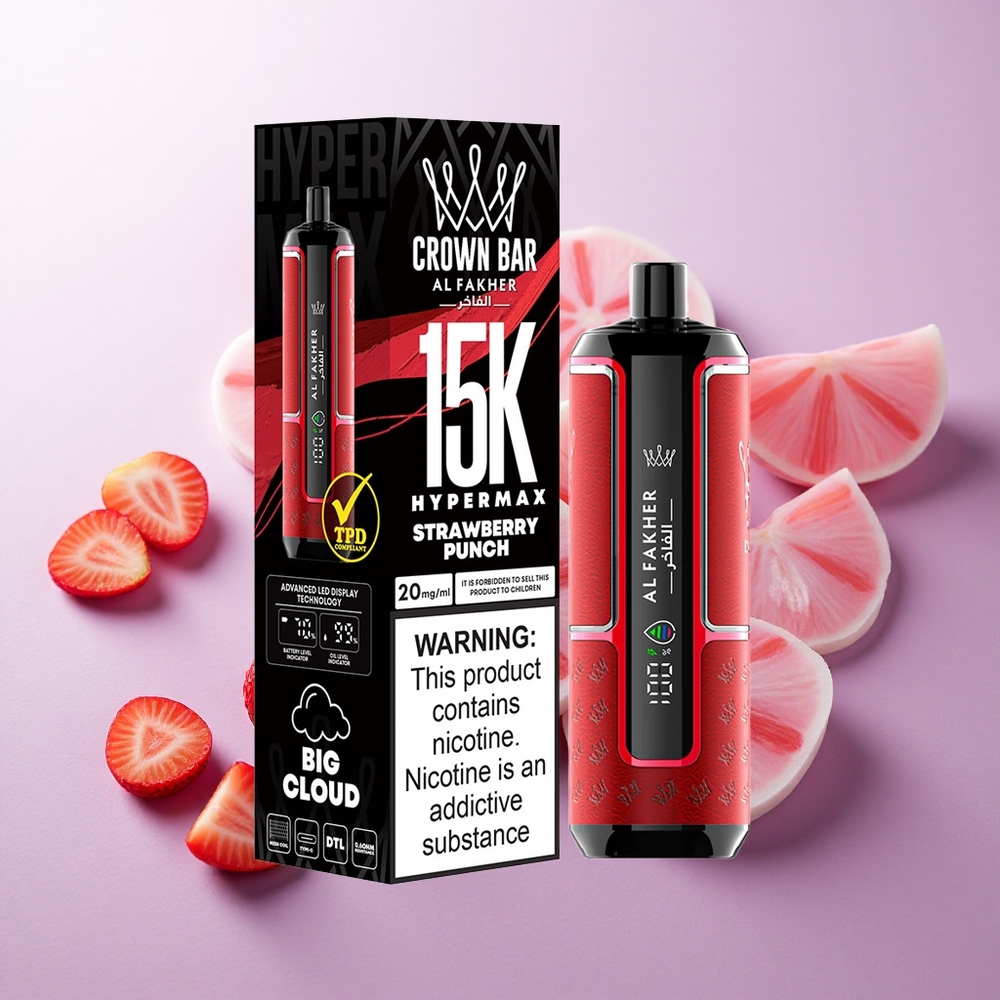 Fresa Ponche Al Fakher Crown Bar 15K Hypermax Kit de Vapeo Desechable Hasta 15000 Puffs Chile wholesale