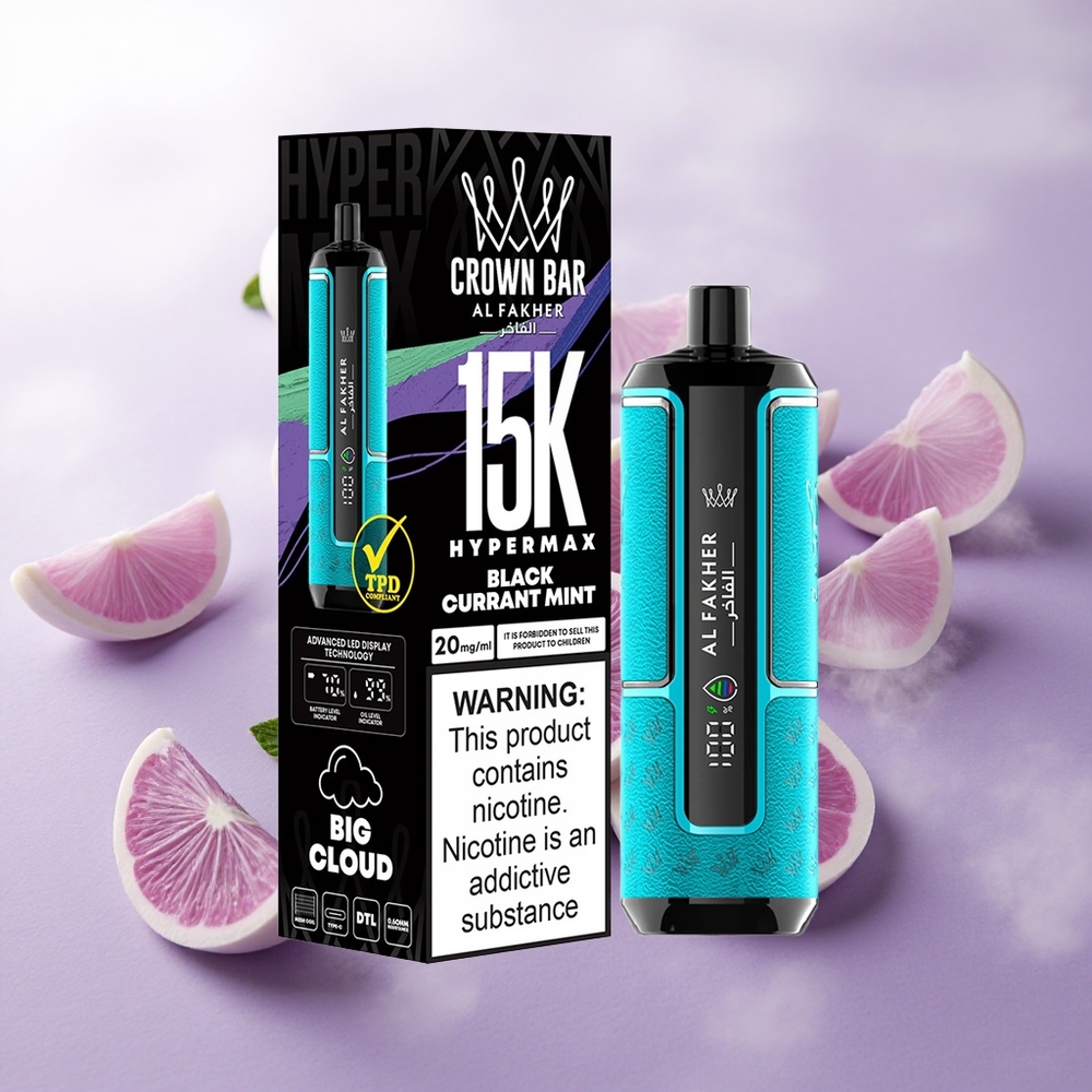Grosella Negra Menta Al Fakher Crown Bar 15K Hypermax Hasta 15000 Puffs Chile wholesale