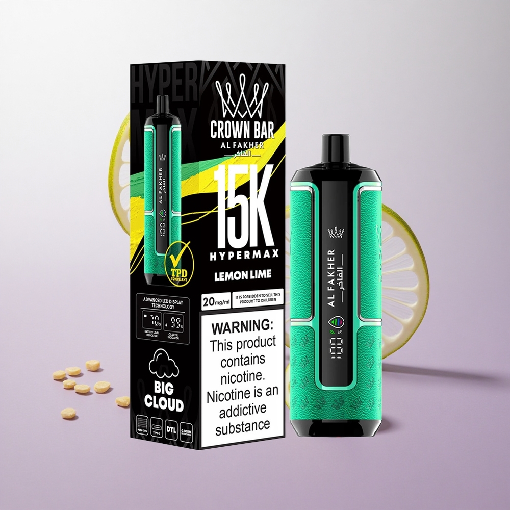 Lima Limón Al Fakher Crown Bar 15K Hypermax Desechable con Capacidad de hasta 15000 Puffs Chile wholesale
