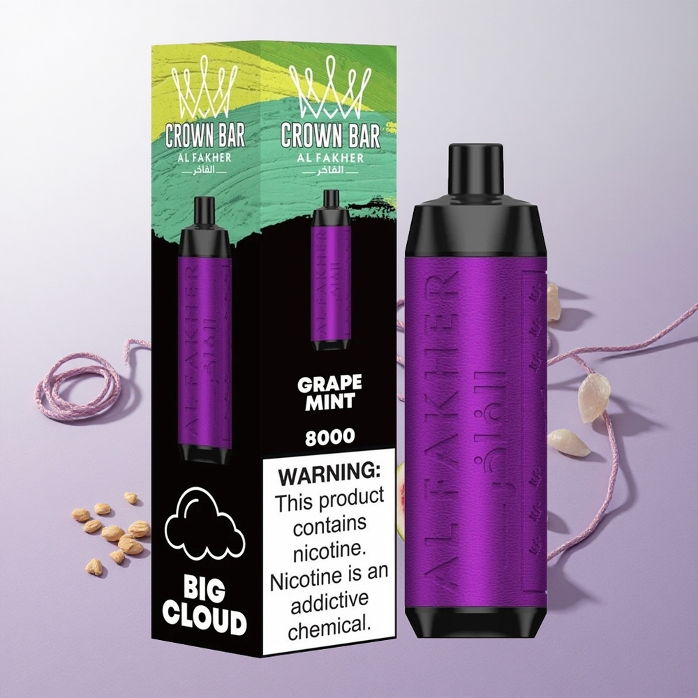 Uva Menta Al Fakher Crown Bar 8000 Cristal Desechable 8000 Puffs Batería 600mah Chile wholesale