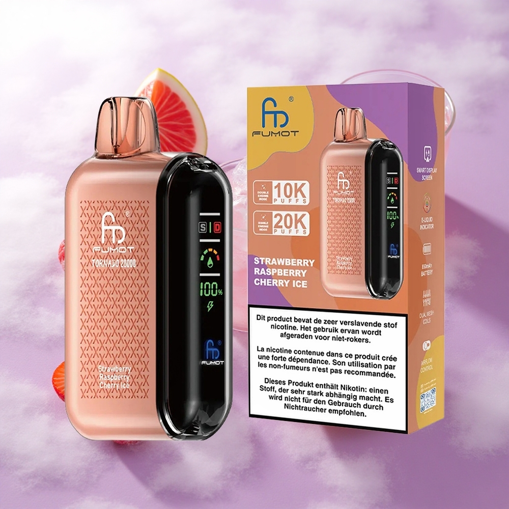 Fresa Frambuesa Cereza Hielo Fumot Tornado 20000 Puffs Dual Mesh Coil Chile wholesale