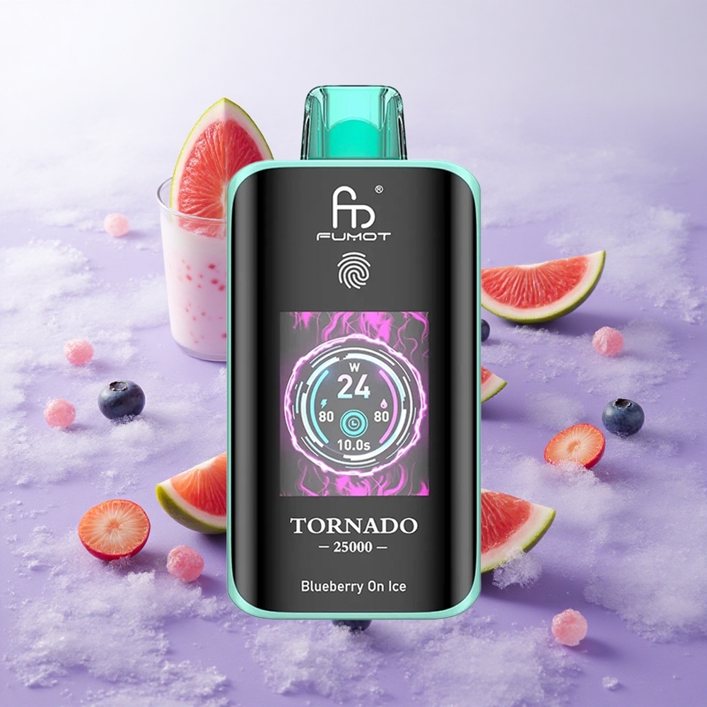 Arándano Azul en Hielo Fumot Tornado 25000 Puffs Pantalla HD Chile wholesale