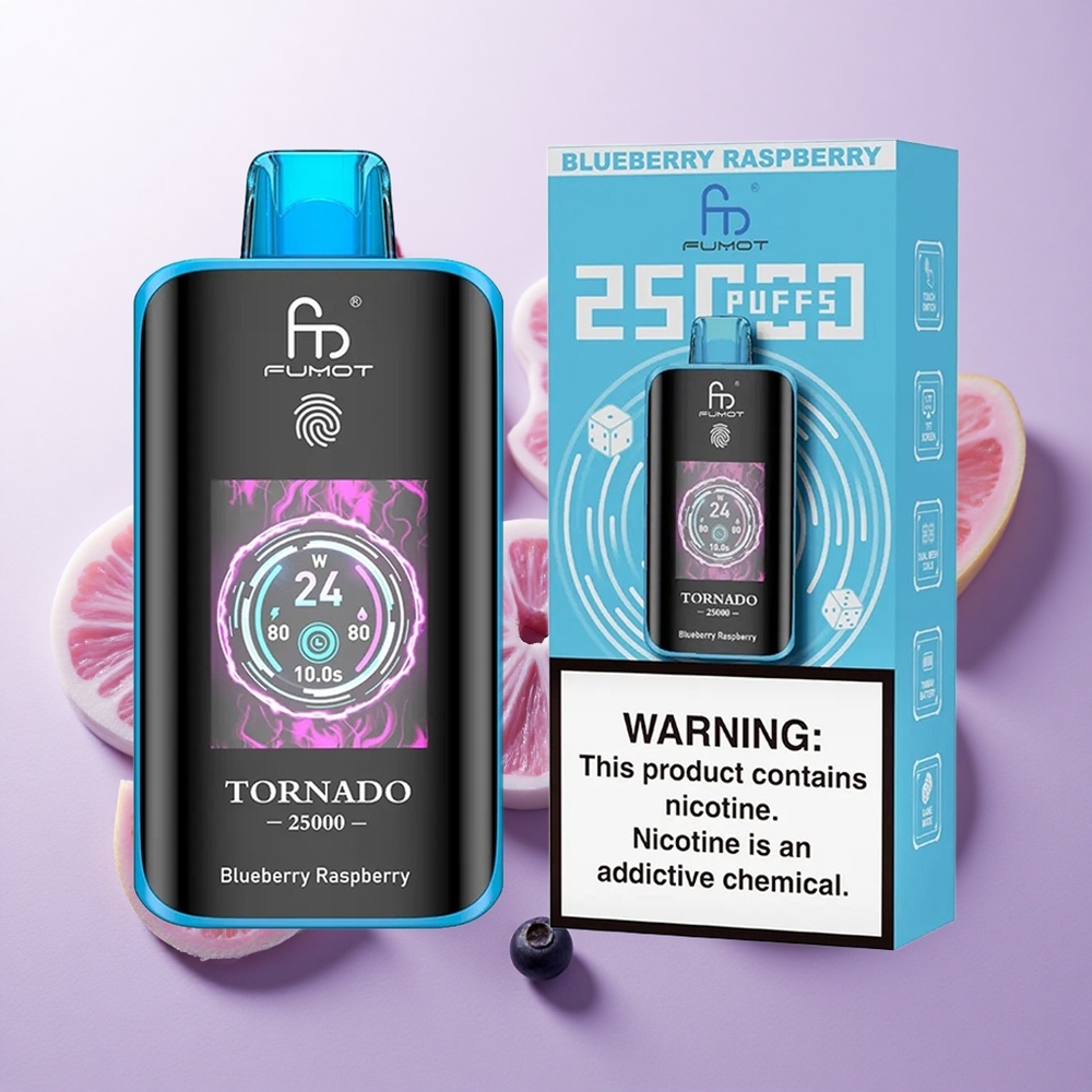 Arándano Frambuesa Fumot Tornado 25000 Puffs Pantalla HD Chile wholesale