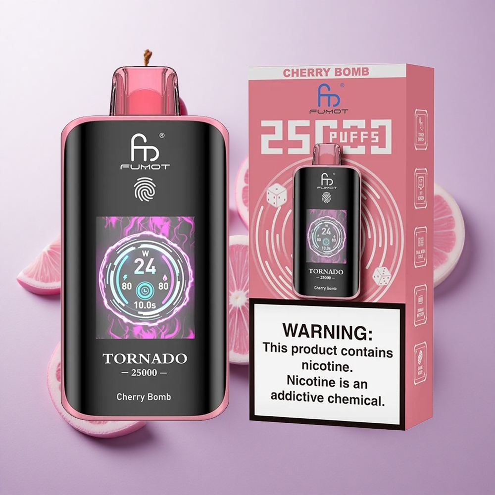 Bomba Cereza Fumot Tornado 25000 Puffs Pantalla HD Chile wholesale