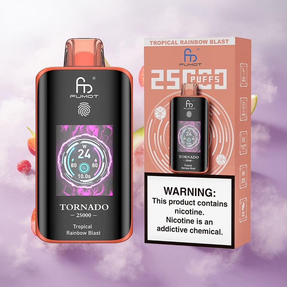 Explosión Arcoíris Tropical Fumot Tornado 25000 Puffs Pantalla HD Chile wholesale