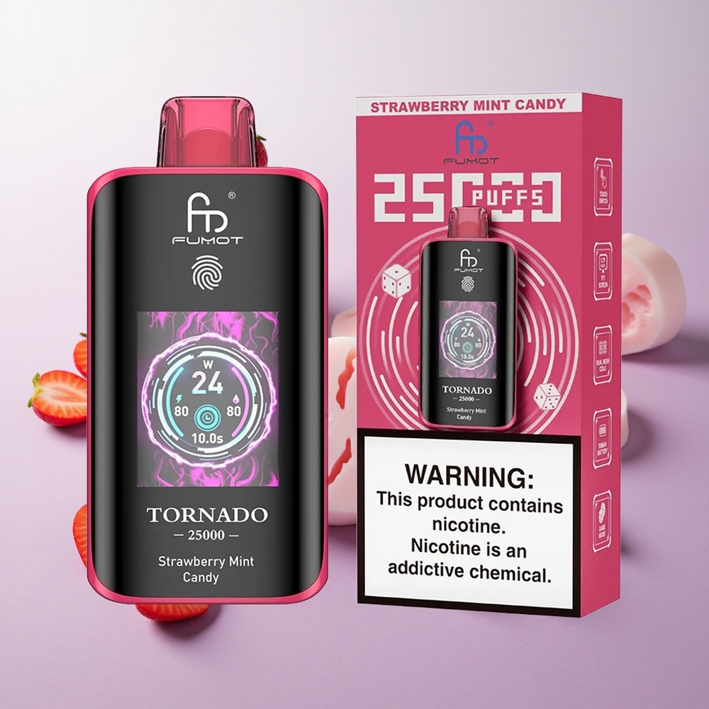 Fresa Menta Caramelo Fumot Tornado 25000 Puffs Pantalla HD Chile wholesale