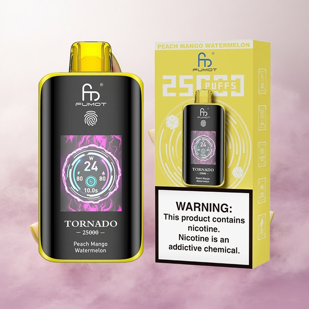 Melocotón Mango Sandía Fumot Tornado 25000 Puffs Pantalla HD Chile wholesale