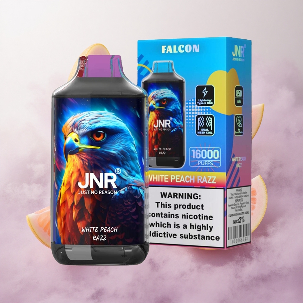 Durazno Blanco Frambuesa JNR Falcon 16000 Puffs Tipo C Chile wholesale
