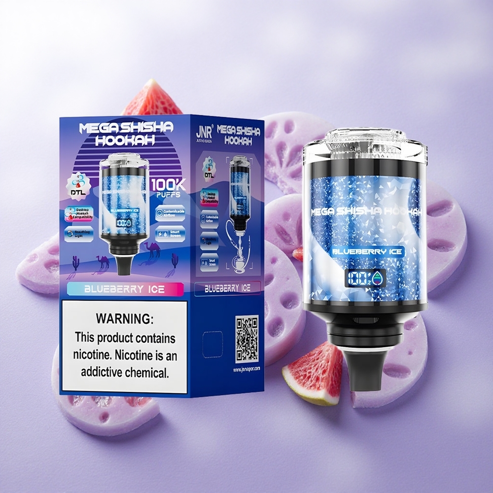Arándano Azul Hielo JNR Mega Shisha Hookah 100000 Puffs Pantalla Inteligente Interactiva Chile wholesale