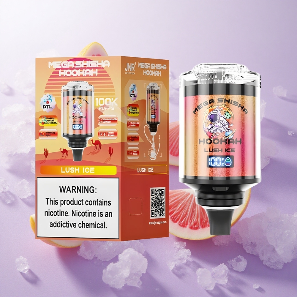 Hielo Lujoso JNR Mega Shisha Hookah 100K puffs Pantalla Interactiva Inteligente Chile wholesale