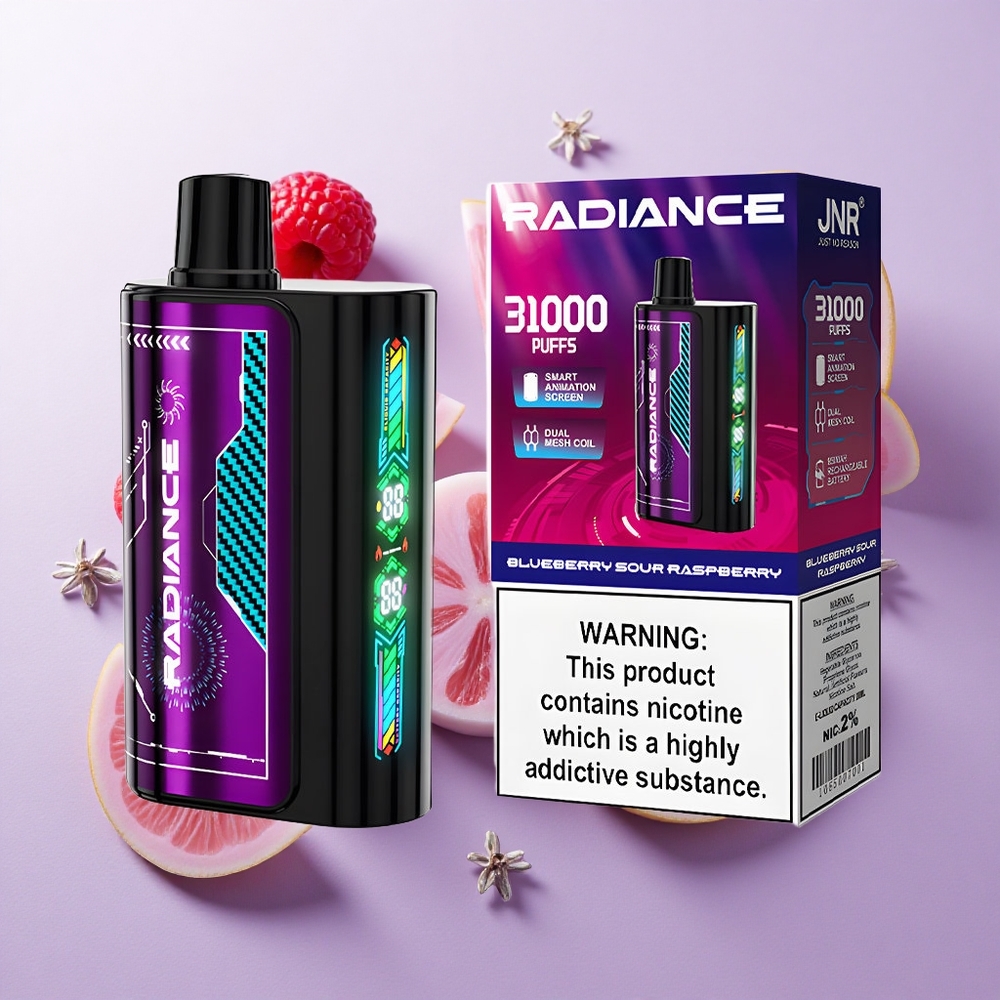 Arándano Agrio Frambuesa JNR Radiance 31000 Puffs Pantalla Inteligente Chile wholesale