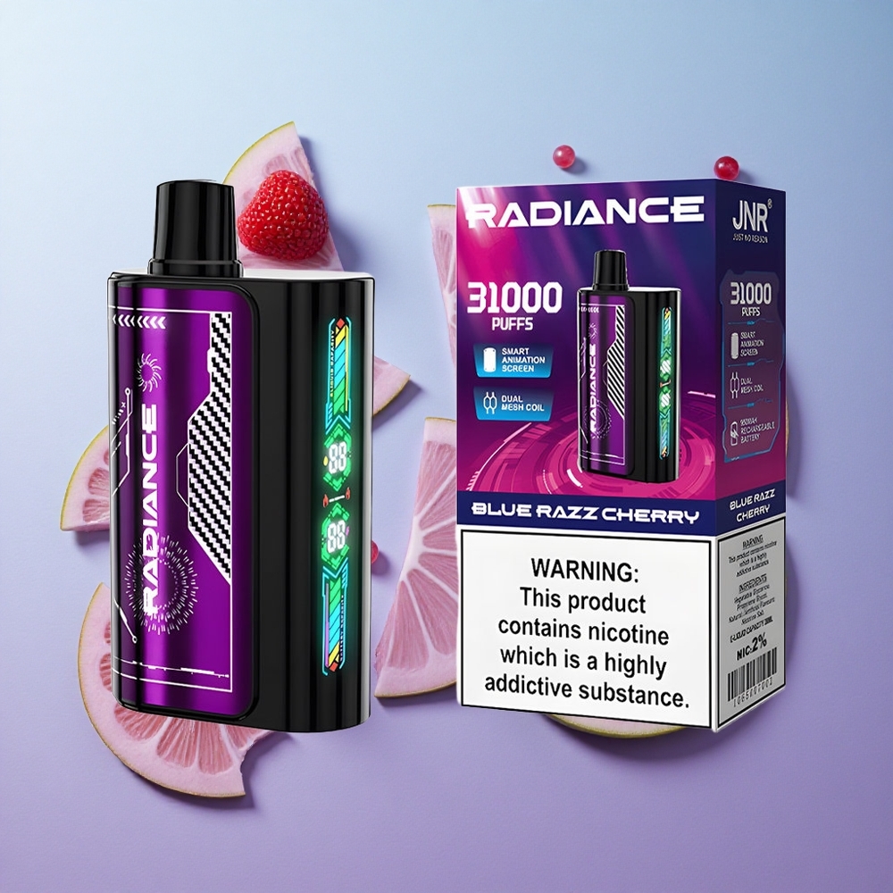 Cereza Frambuesa Azul JNR Radiance 31000 Puffs Pantalla Inteligente Chile wholesale