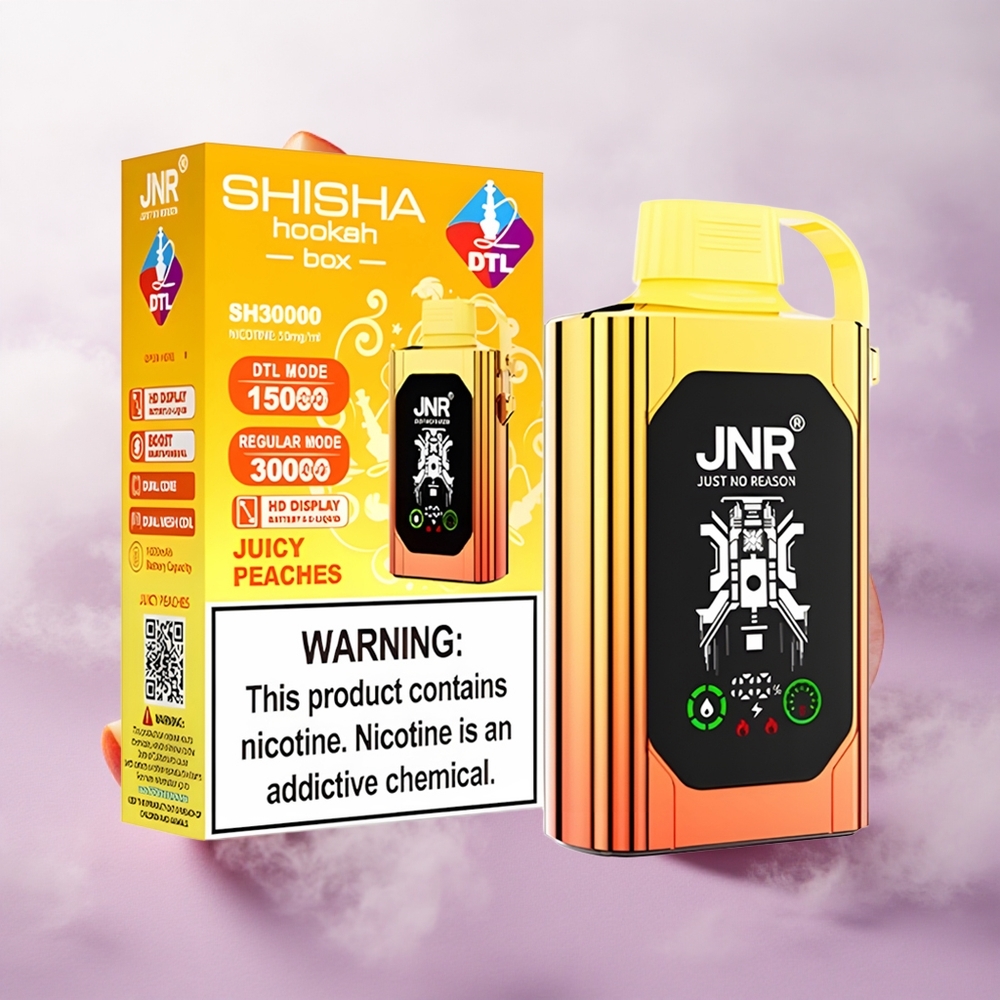 Melocotones Jugosos JNR Shisha Hookah Box 20500 Puffs con Pantalla HD Chile wholesale